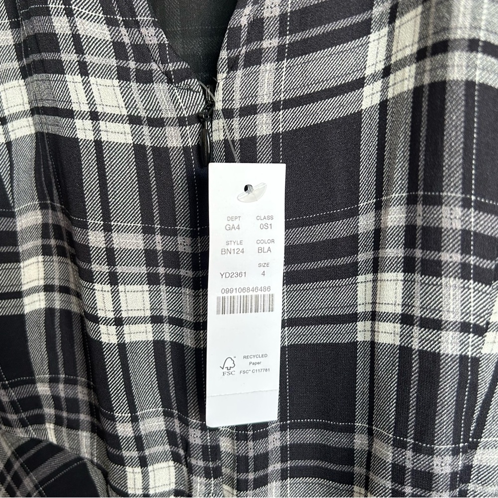 NWT J. Crew Chiffon Maxi Dress in Berkshire Plaid Womens 4 Black White - Picture 5 of 8